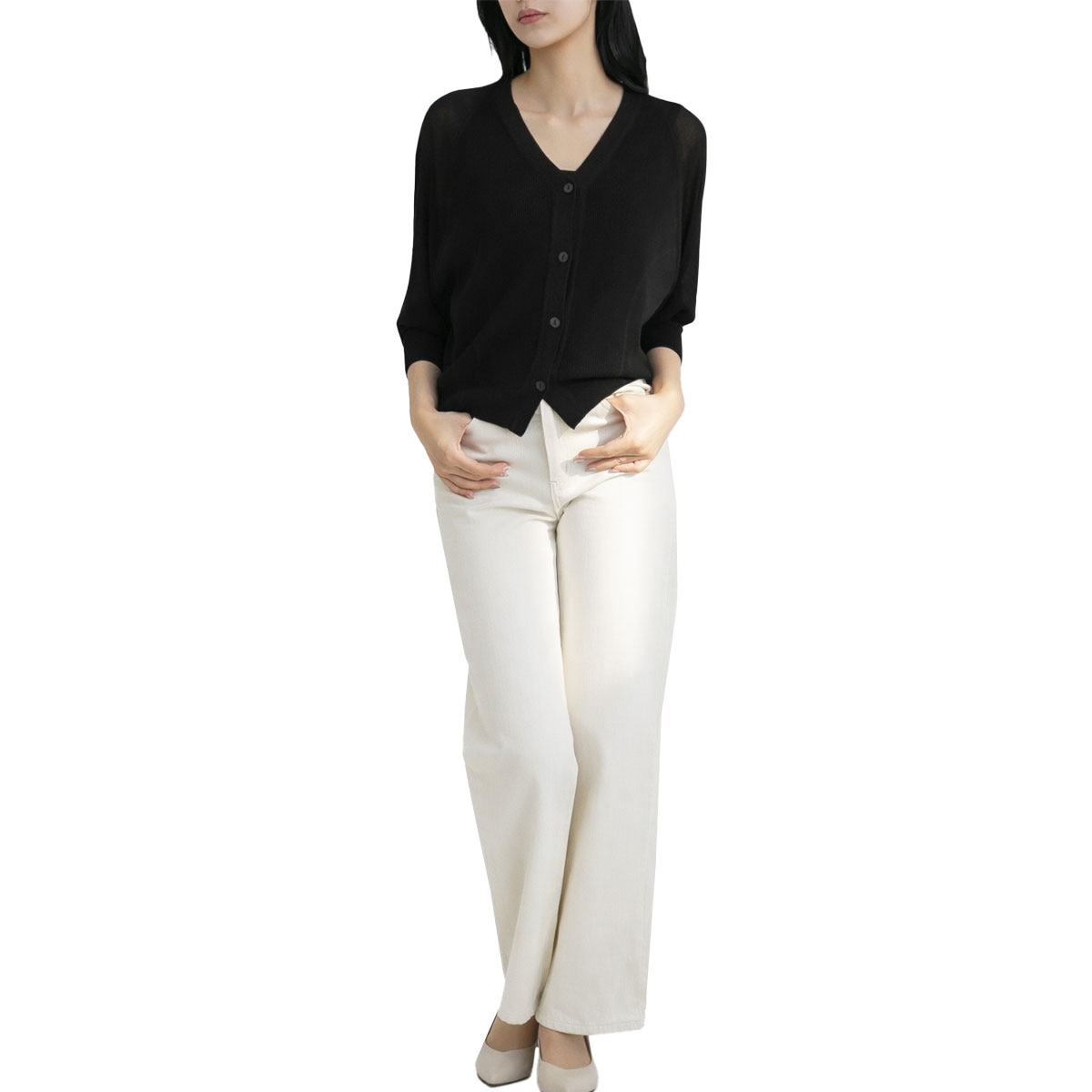 보니스팍스 여성 래글런 니트 가디건