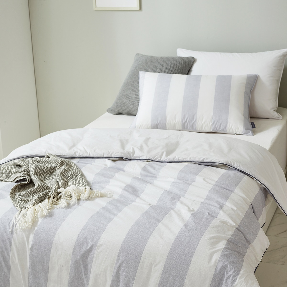 April At Home 60수 고밀도면 차렵이불 베개세트-싱글, 그레이 April At Home 60수 고밀도면 차렵이불 베개세트-싱글, 그레이