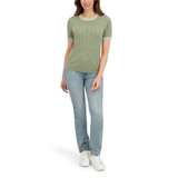 할스톤 여성 케이블 반소매 니트 - 그린, M