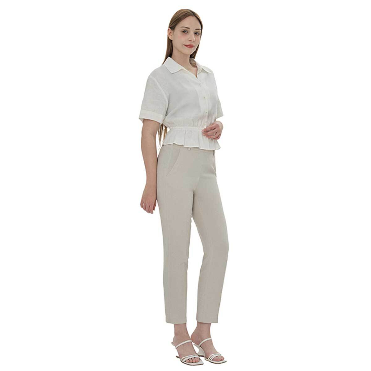 SOUP 여성 슬림핏 팬츠 - 라이트 베이지, L