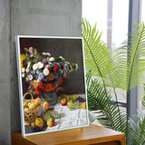 지클레 그림 액자 60x50cm - 모네 꽃과 과일이 있는 정물