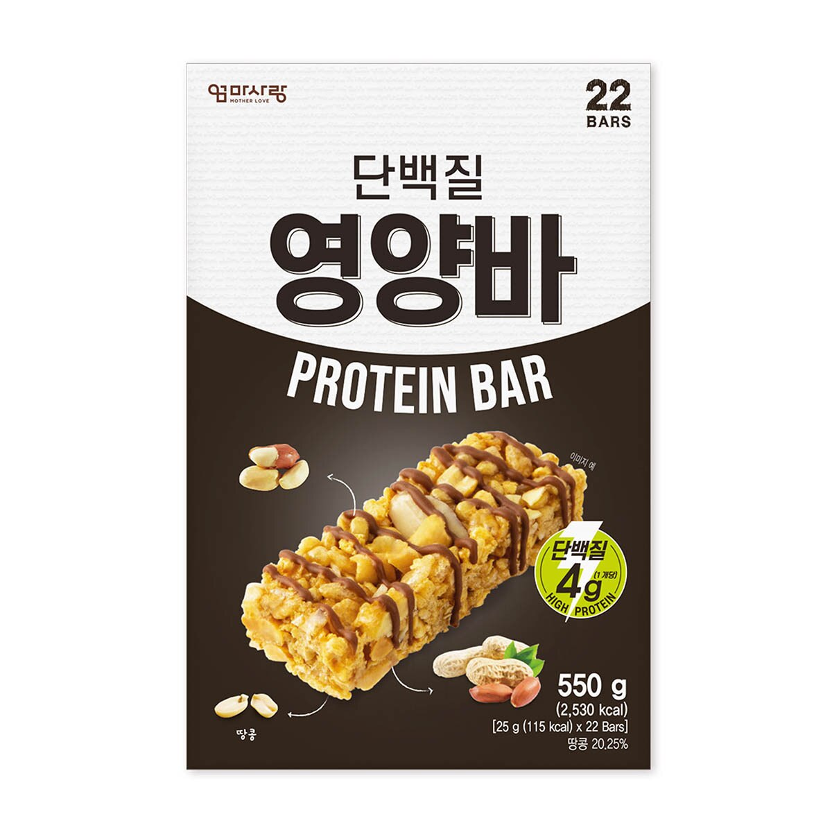 엄마사랑 단백질 영양바 25g x 22개 x 2팩