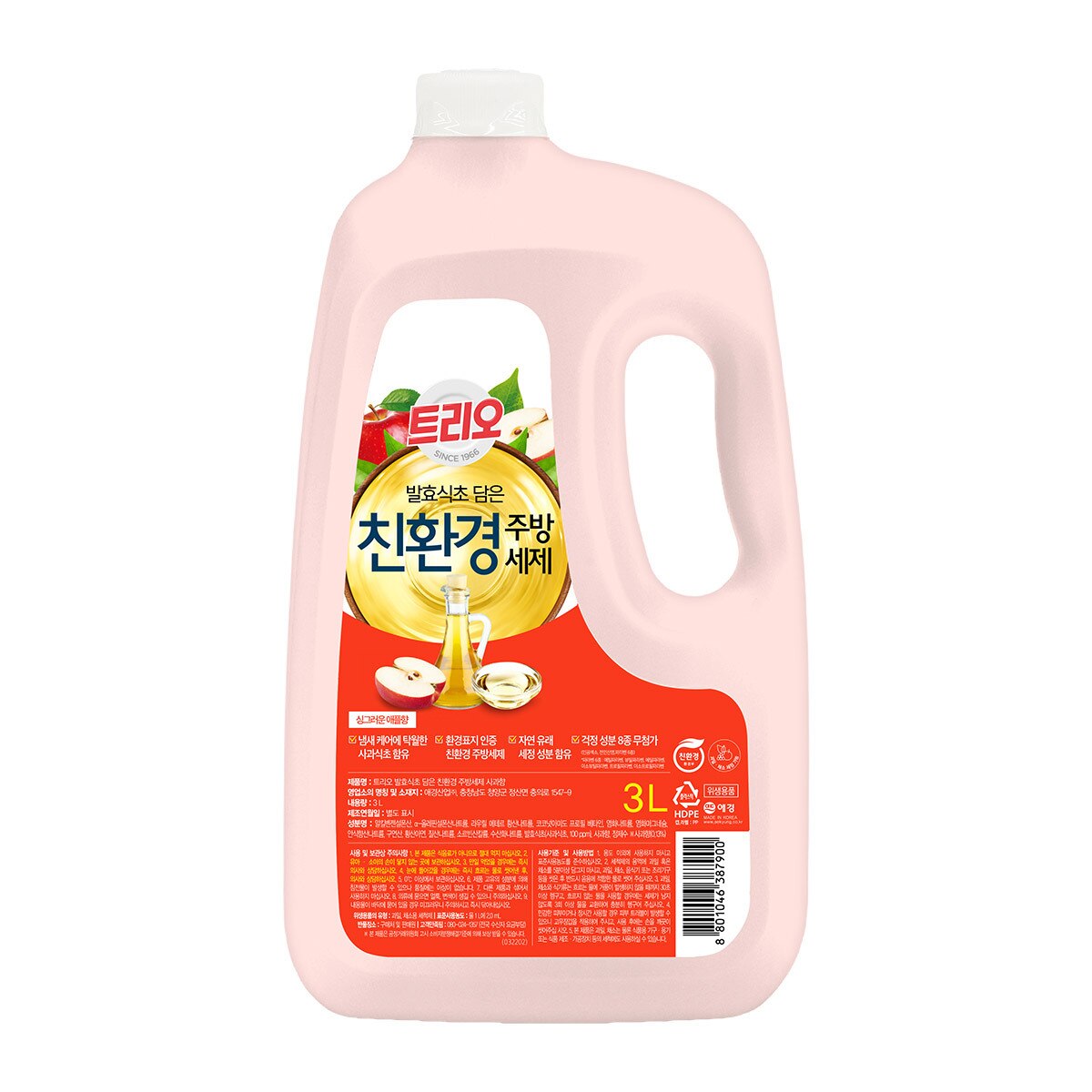 트리오 담은 주방세제 3L x 4 (베이킹소다 / 발효식초) - 발효식초