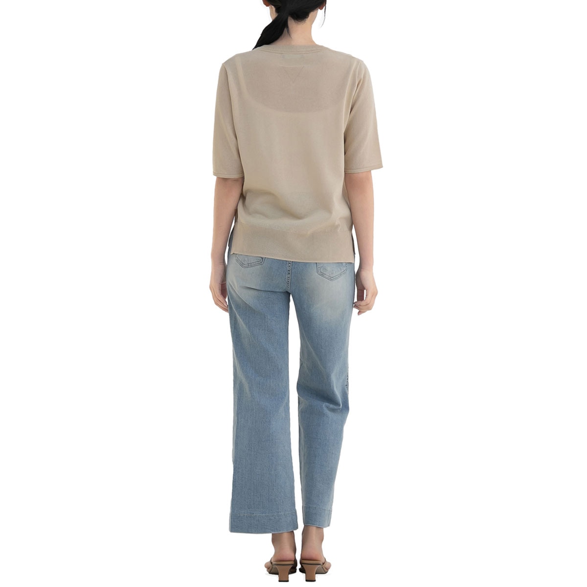 보니스팍스 여성 브이넥 풀오버 니트 - 베이지, L