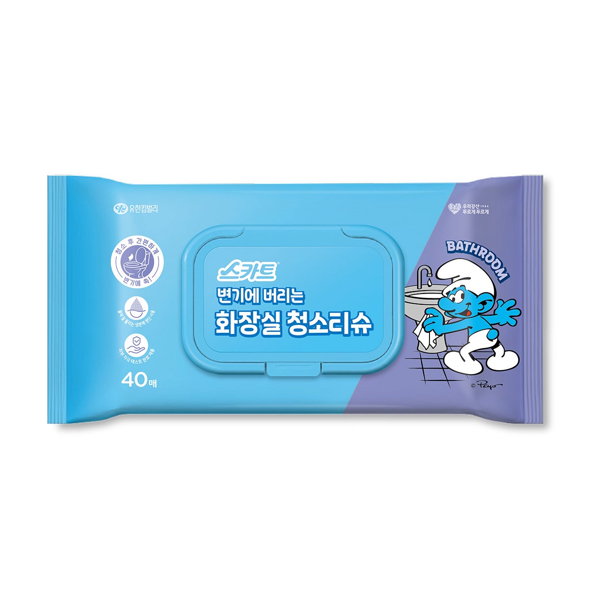 스카트 변기에 버리는 화장실 청소티슈 40매 x 8