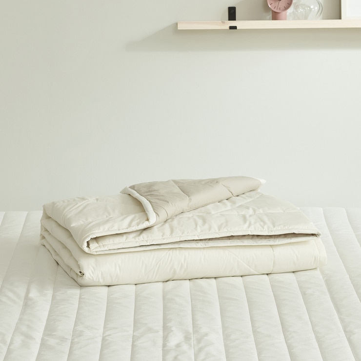 루마인 홈 사계절 솔리드 양모 이불 - 싱글, 베이지/아이보리