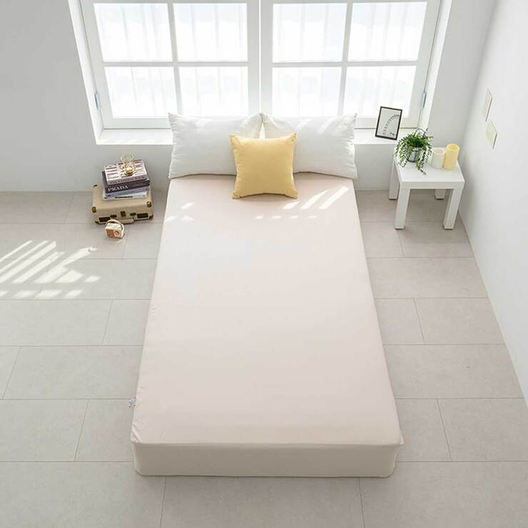 플로티나 순면 홑겹 매트리스 커버 - 슈퍼싱글, 베이지