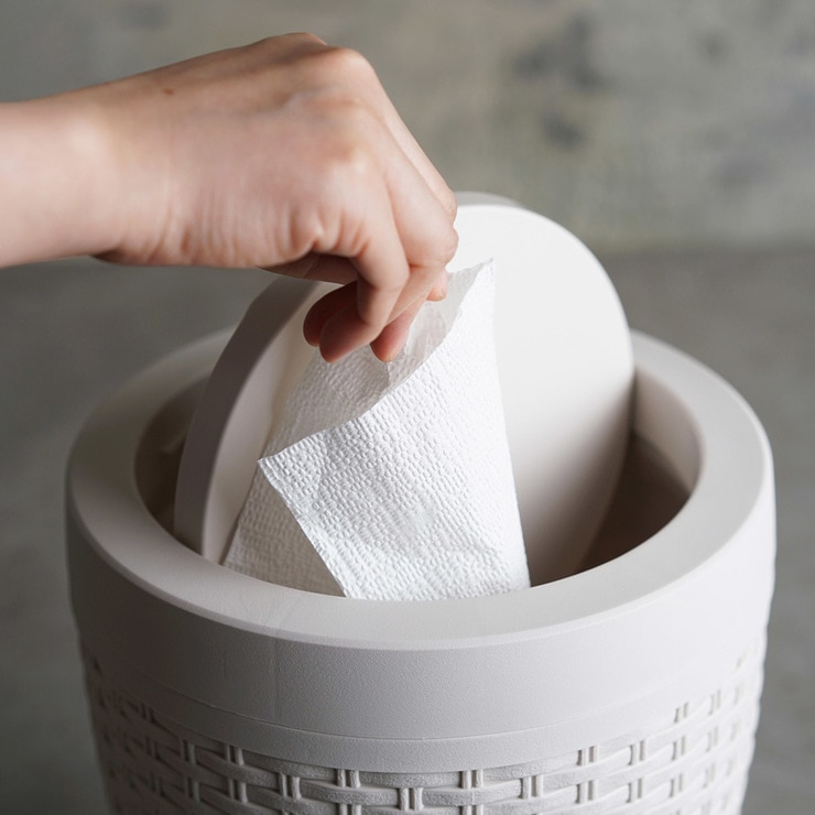 바스클립 라탄 라운드 플립형 쓰레기통 7L 2개