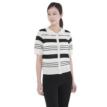 베네뜨 여성 카라 스트라이프 풀오버 니트