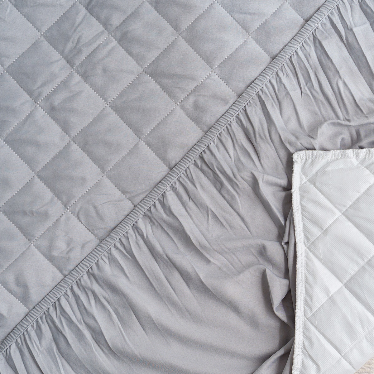 플로티나 방수 누빔 매트리스 커버 - 킹, 라이트 그레이