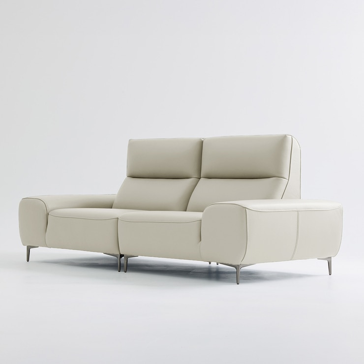 UND NA17 전체 천연 이태리 슈렁큰통가죽 3.5인 소파 - 크림