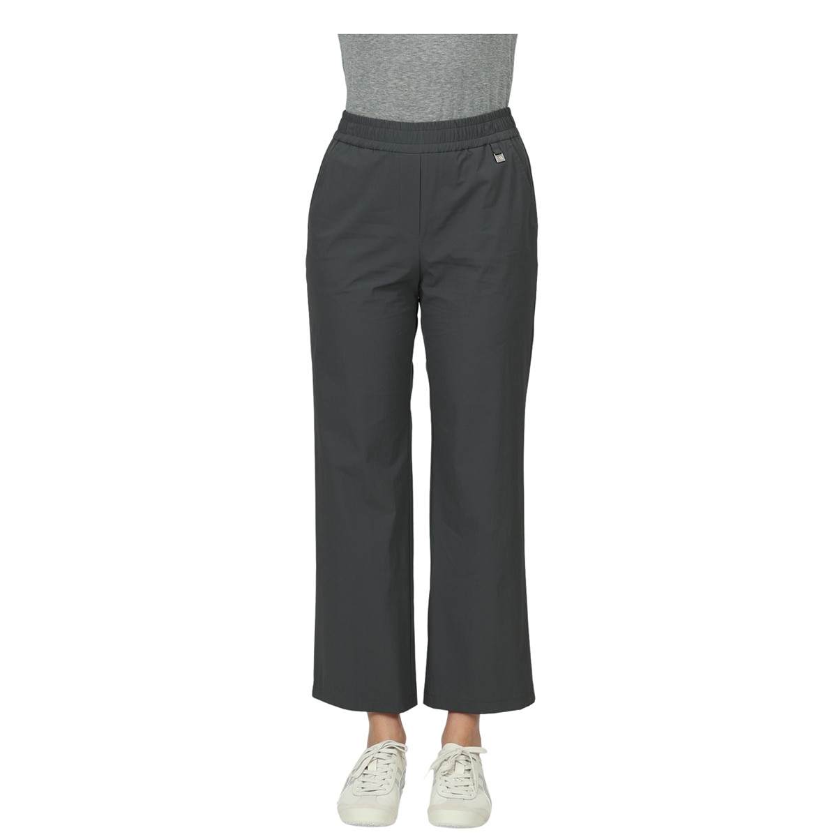 안지크 여성 와이드 밴딩 팬츠 - 그레이