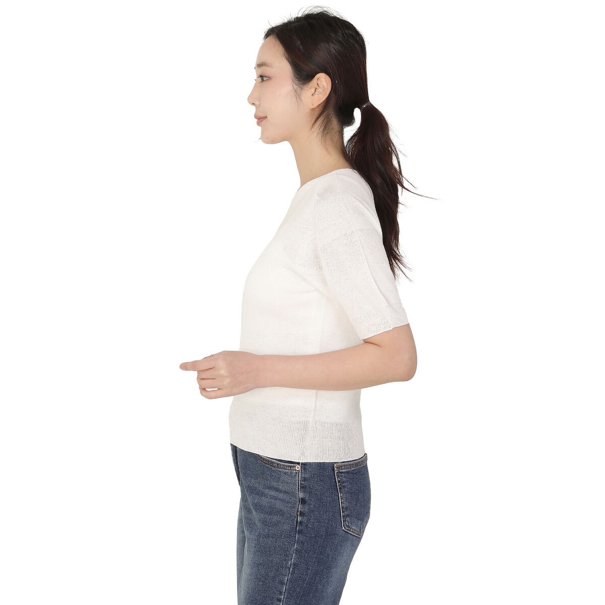 베네뜨 여성 홀가먼트 라운드넥 풀오버 - 아이보리