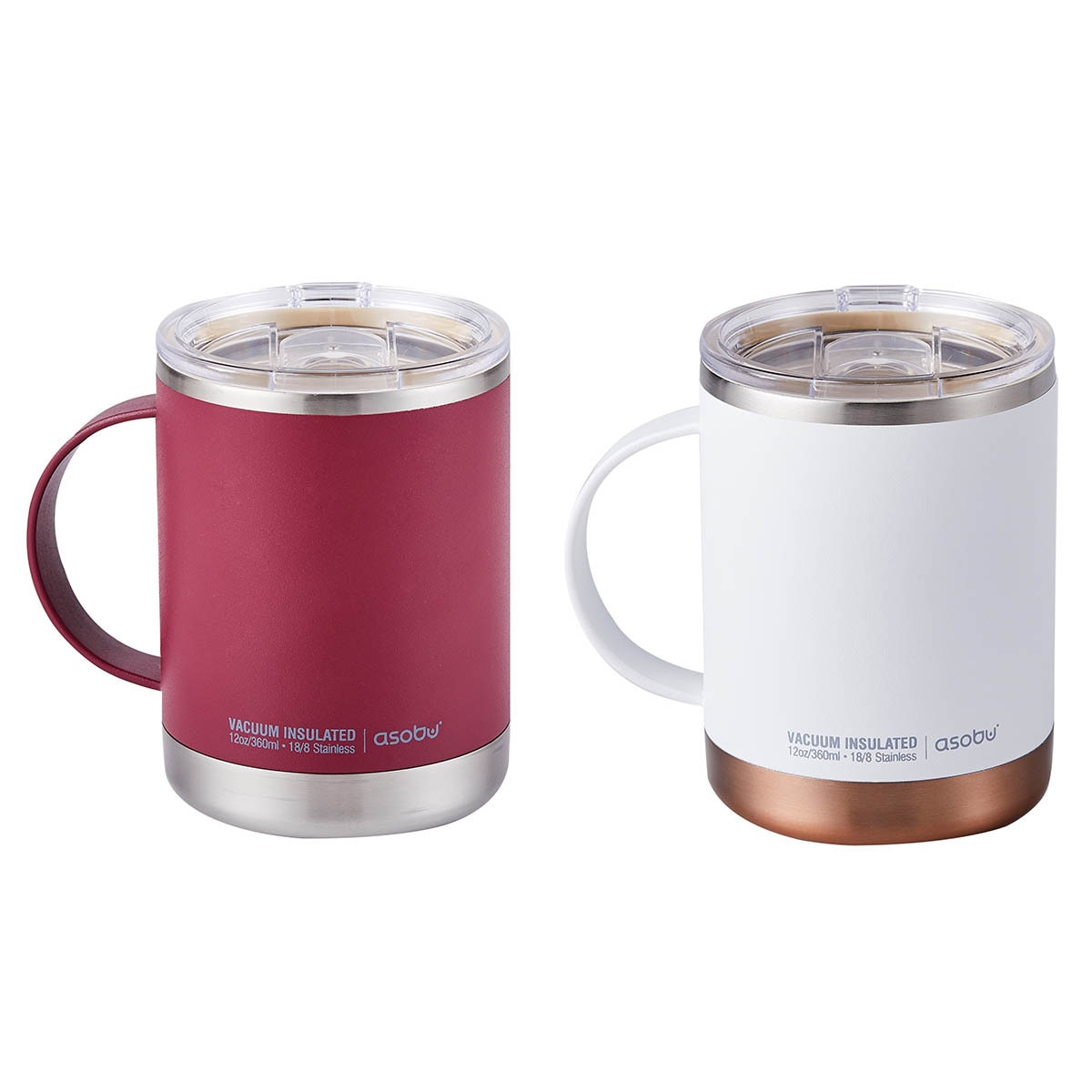 아소부 얼티미트 머그 360ML 2P - 화이트&버건디 아소부 얼티미트 머그 360ML 2P - 화이트&버건디