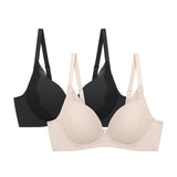 비너스 노와이어 메모리 브라 2매 - 블랙/라이트베이지, 80B