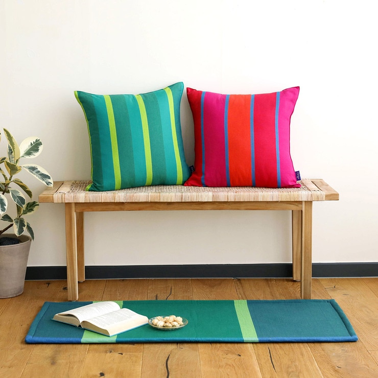 오리고 면 체크 쿠션 50x50cm