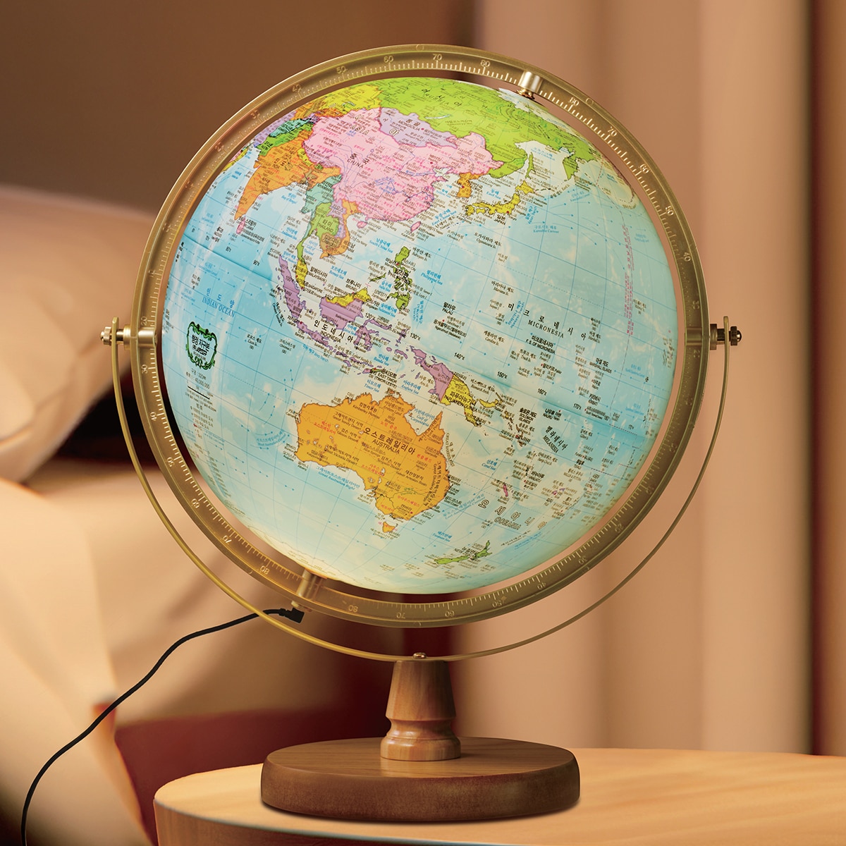 서전 LED 행정 지구본 32cm 스카이 블루