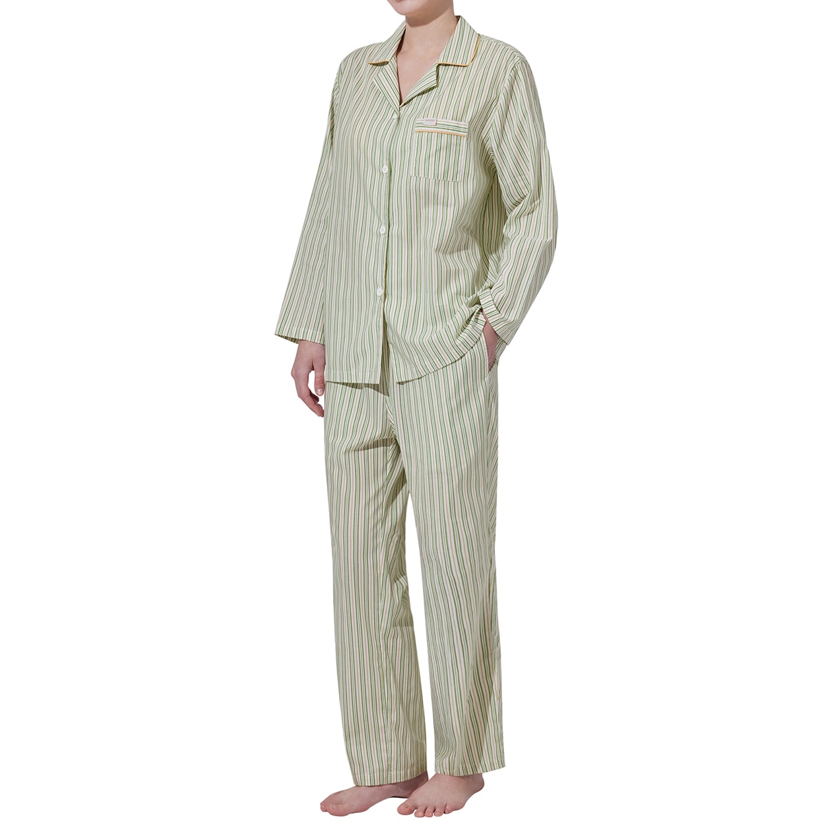 게스 여성 코튼 파자마 세트 - 리프 스트라이프