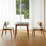 리비니아 NOVO 세라믹 2인 식탁세트 - 월넛(프레임(식탁&의자))+그레이(세라믹 상판)