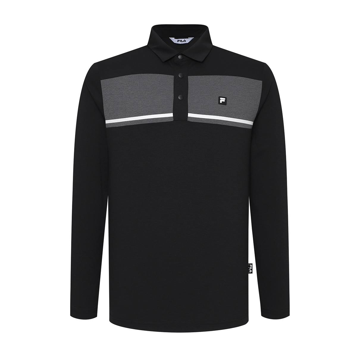 휠라 골프 남성 긴팔 폴로티 - 블랙