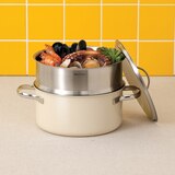 에델코첸 통 3중 냄비 20cm (찜기 포함) - 아이보리