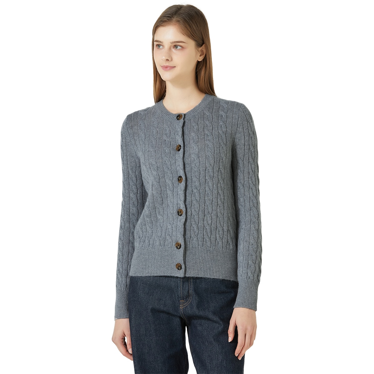 리디아 바인 여성 캐시미어 100% 케이블 가디건 리디아 바인 여성 캐시미어 100% 케이블 가디건