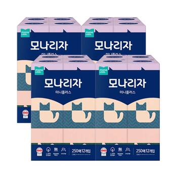 모나리자 미니플러스 미용티슈 250매 x 12 x 4팩