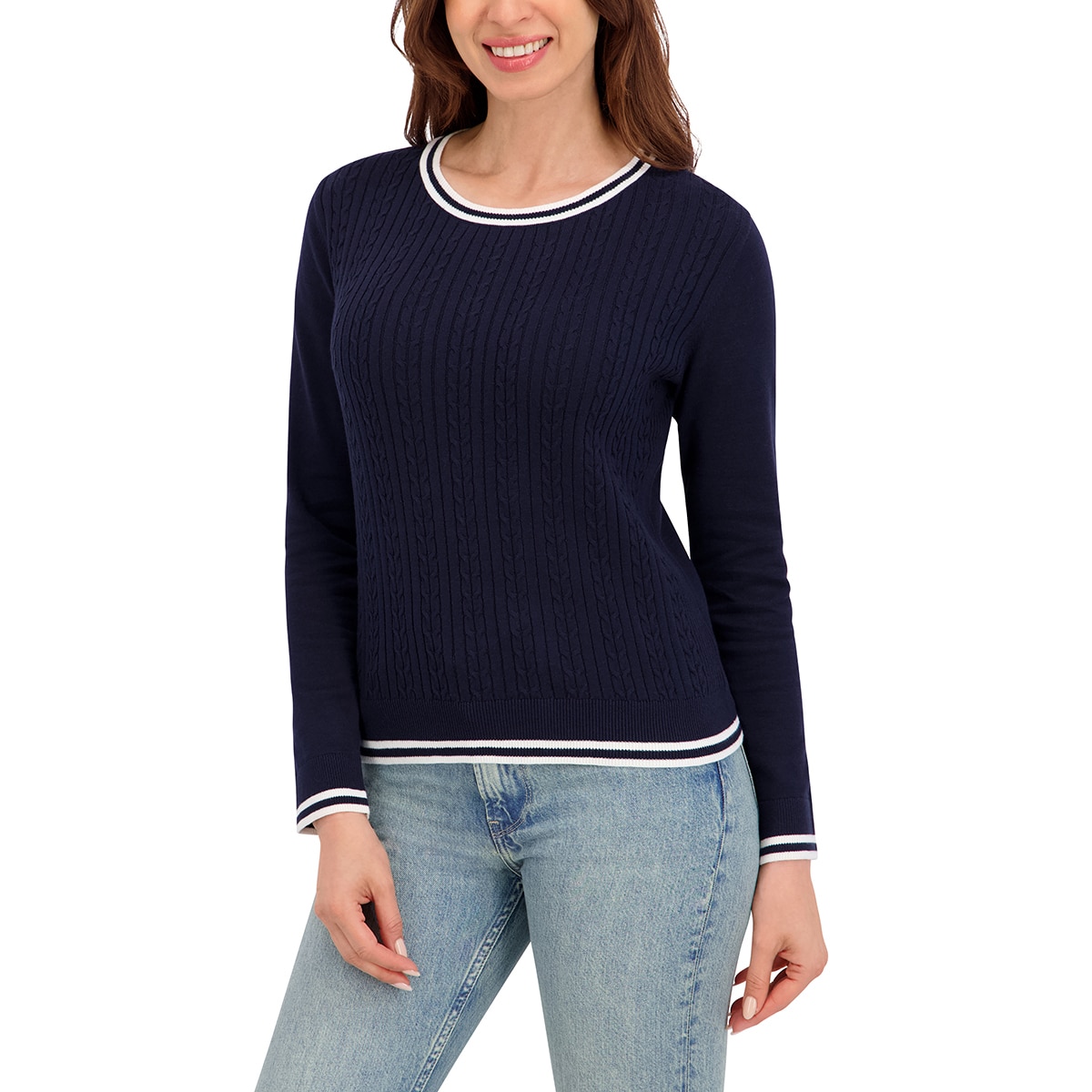 할스톤 여성 케이블 스웨터 - 네이비 할스톤 여성 케이블 스웨터 - 네이비