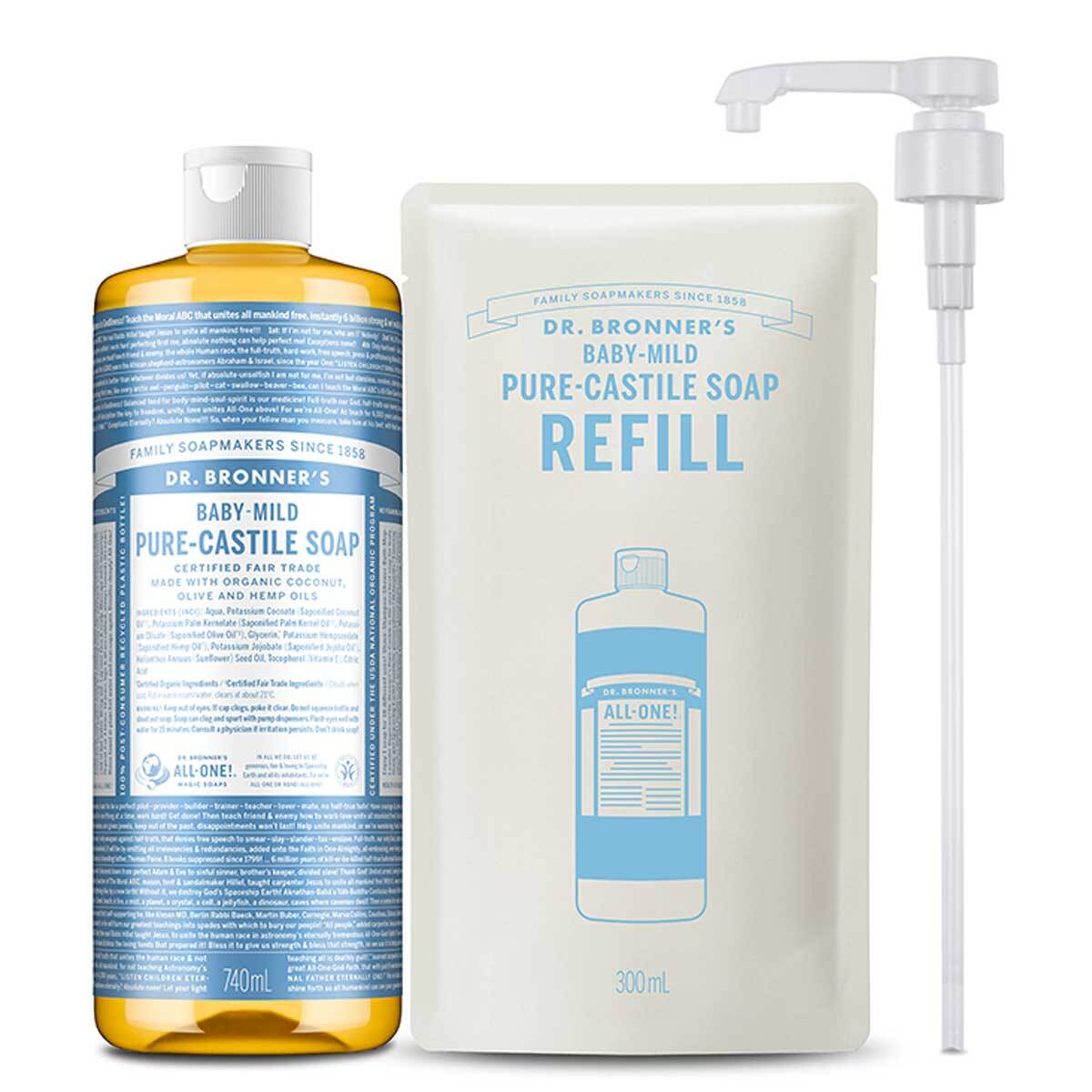 닥터 브로너스 퓨어 캐스틸 솝 740ml+300ml 닥터 브로너스 퓨어 캐스틸 솝 740ml+300ml
