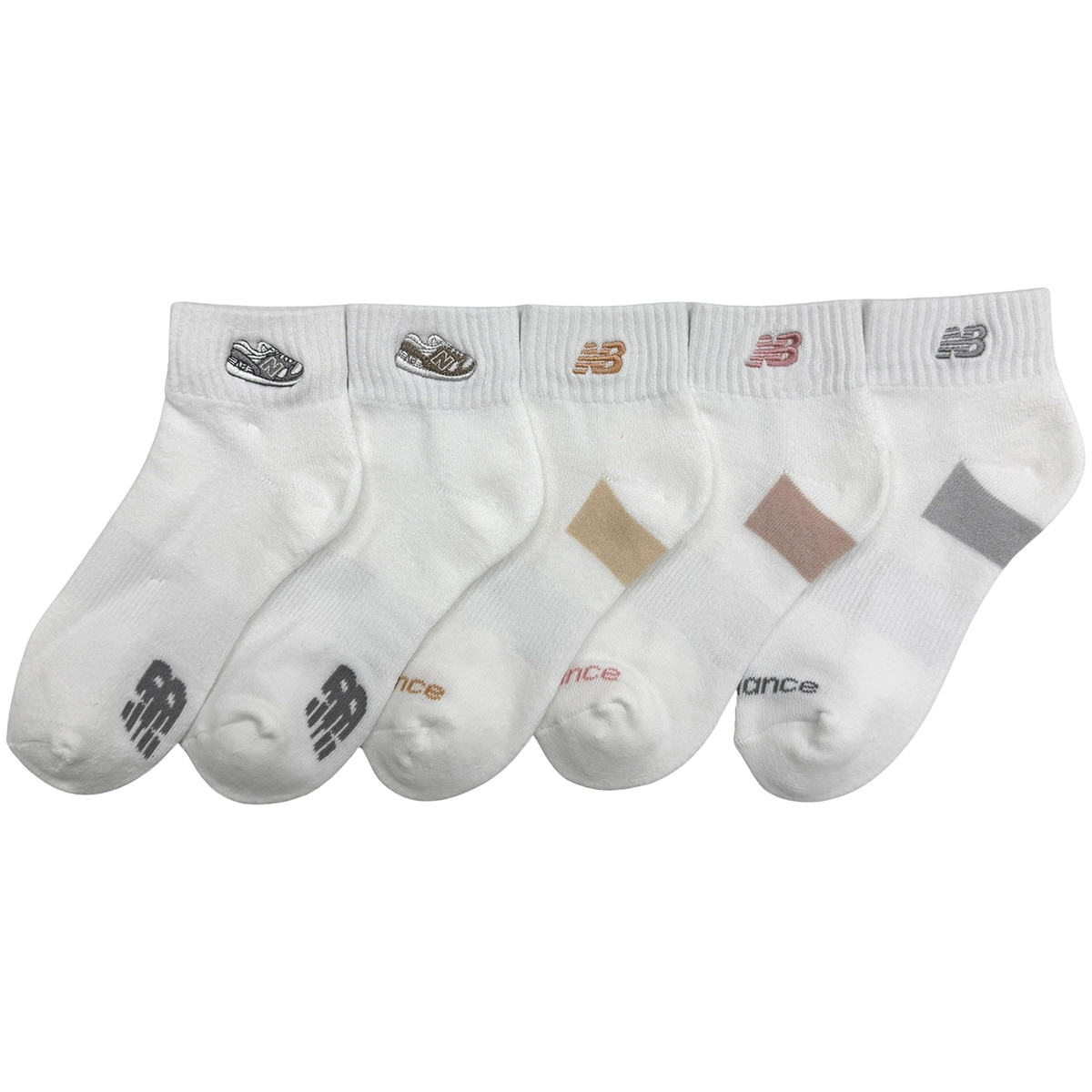 뉴발란스 여성 스포츠 양말 5족 - 6A 아이보리