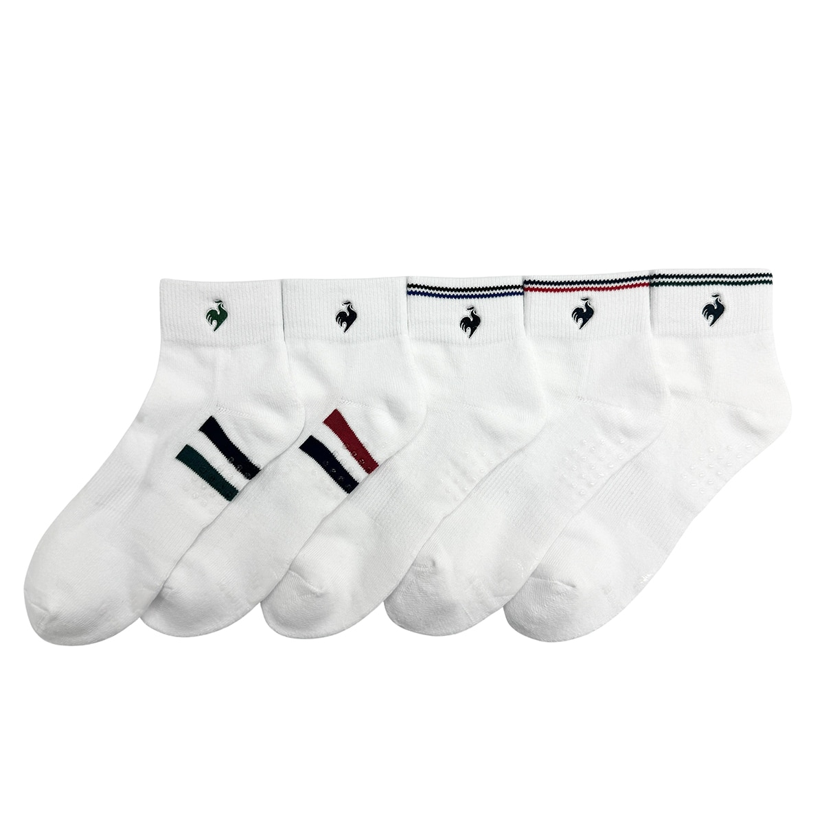 르꼬끄스포르티브 성인 파일 양말 5족 - 라지 화이트