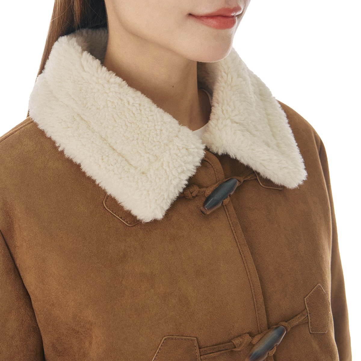 SOUP 여성 인조 스웨이드 무스탕 재킷 - 카멜