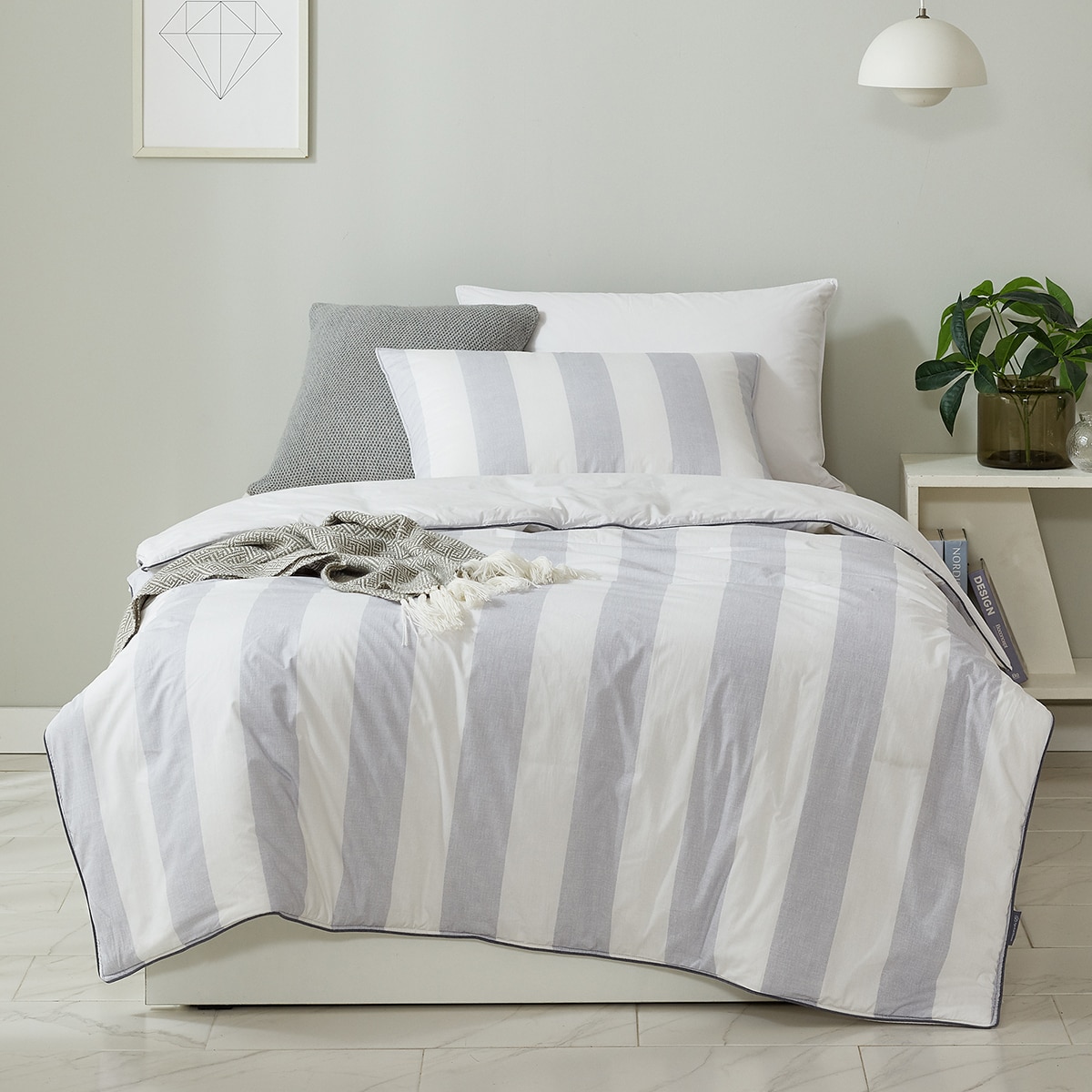 April At Home 60수 고밀도면 차렵이불 베개세트-싱글, 그레이 April At Home 60수 고밀도면 차렵이불 베개세트-싱글, 그레이