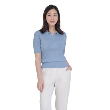 베네뜨 여성 레이온 리넨 혼방 카라 풀오버