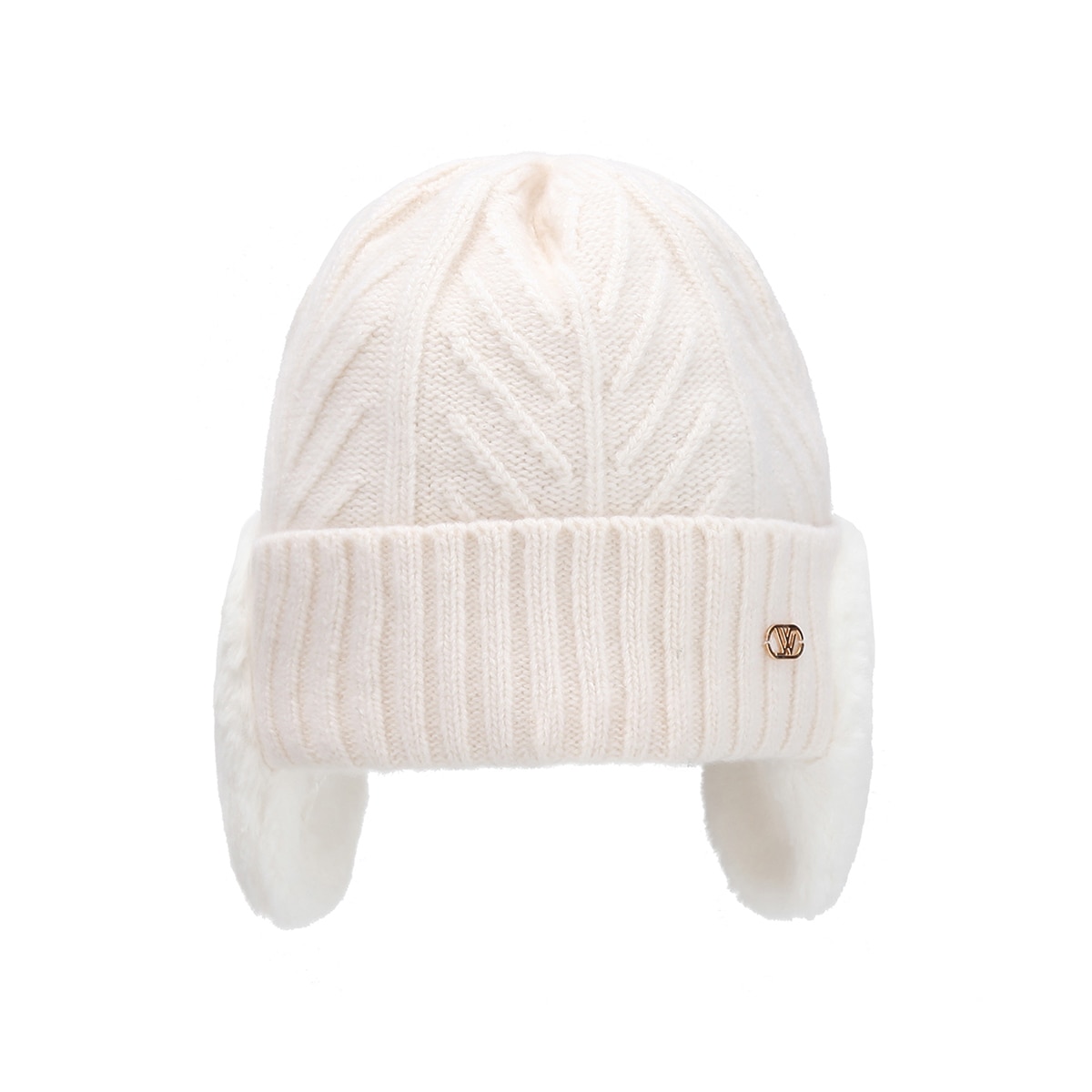 화이트샌즈 알파카 니트 귀달이퍼 비니 아르고 - 아이보리