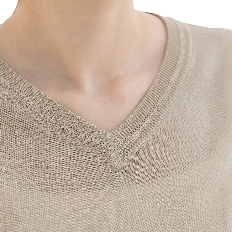 보니스팍스 여성 브이넥 풀오버 니트 - 베이지, L