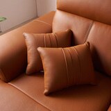 사트바 인헤런트 통가죽 카우치소파 - 브라운, 스툴