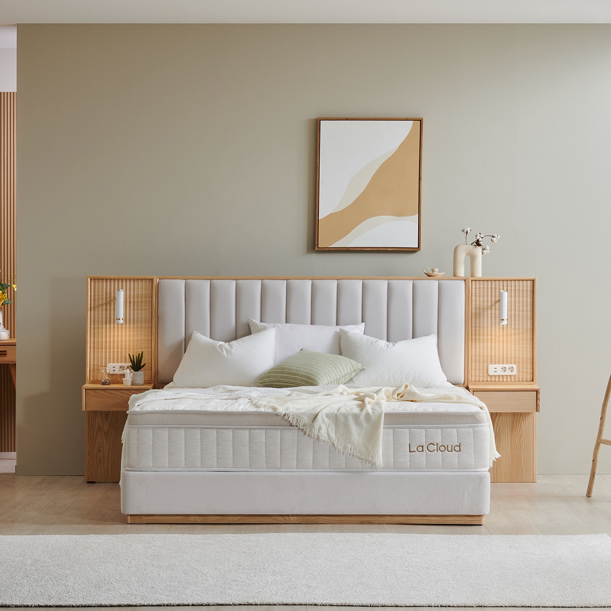 라클라우드 시에스타 패브릭원목 침대프레임-퀸/킹