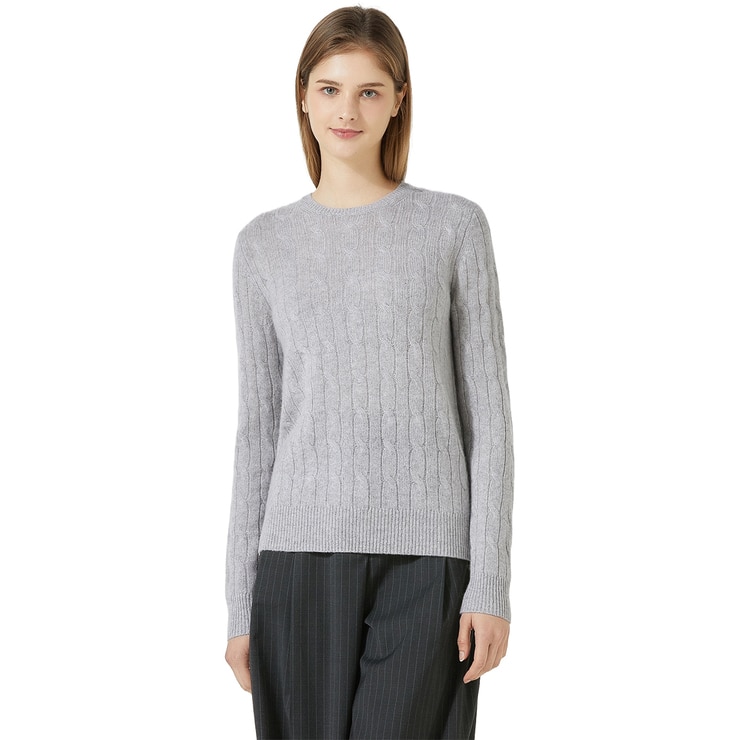 리디아 바인 여성 캐시미어 100% 케이블 니트