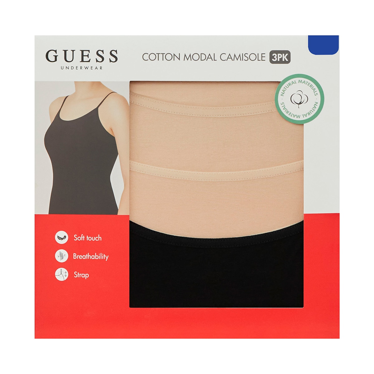 게스 여성 모달 캐미솔 3매 - 블랙/베이지/베이지 게스 여성 모달 캐미솔 3매 - 블랙/베이지/베이지
