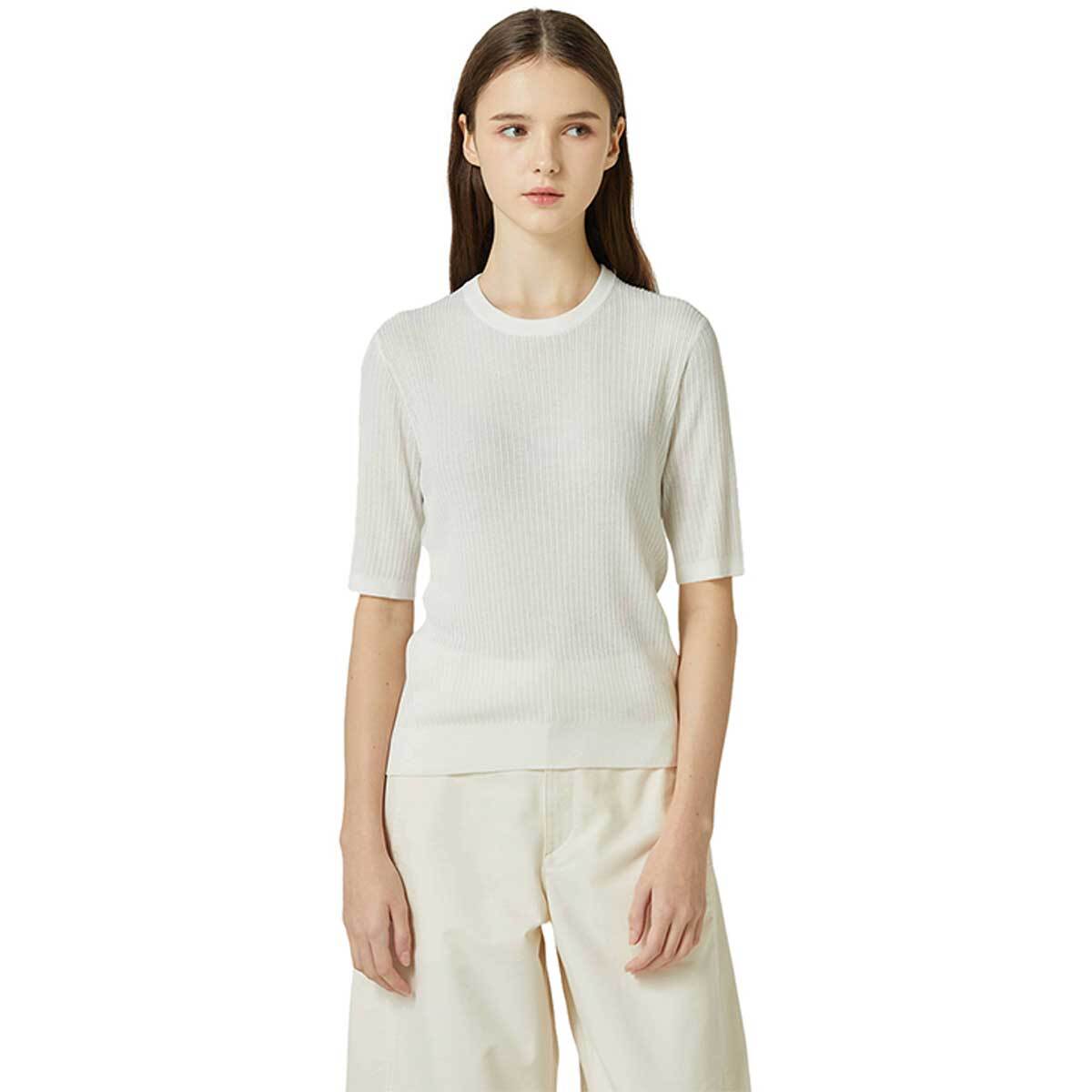 리디아 바인 여성 레이온 혼방 반소매 니트 - 아이보리, M