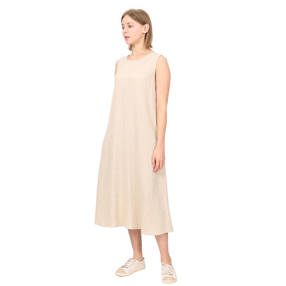 솔레지아 여성 슬리브리스 롱 원피스 - 베이지, M