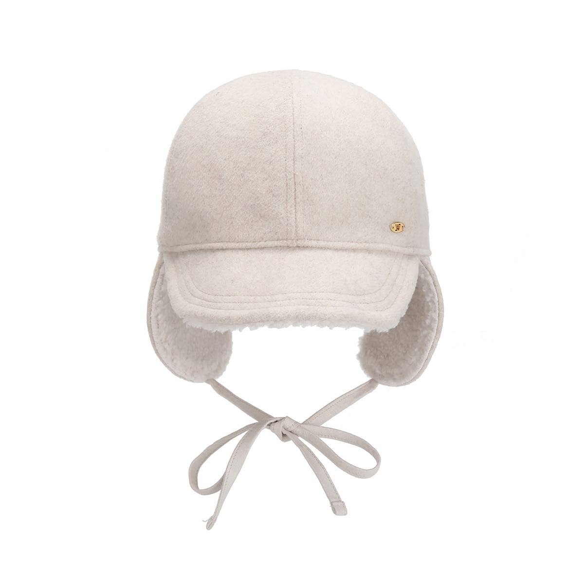 화이트샌즈 울 헤어 이어머프 캡 오비크 - 크림