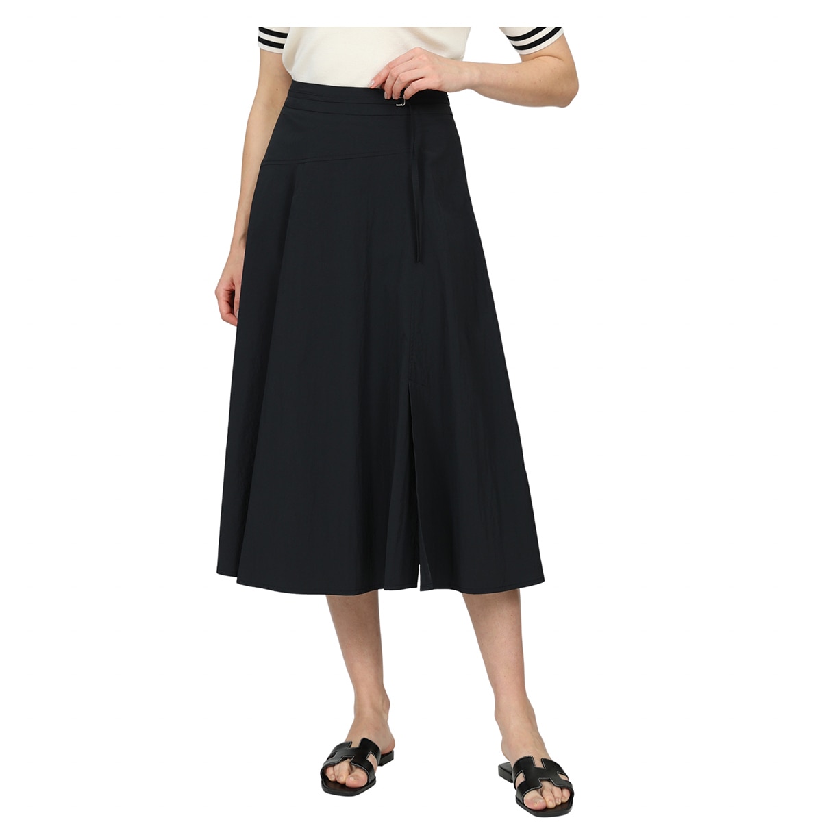 레니본 여성 플레어 스커트 - 블랙