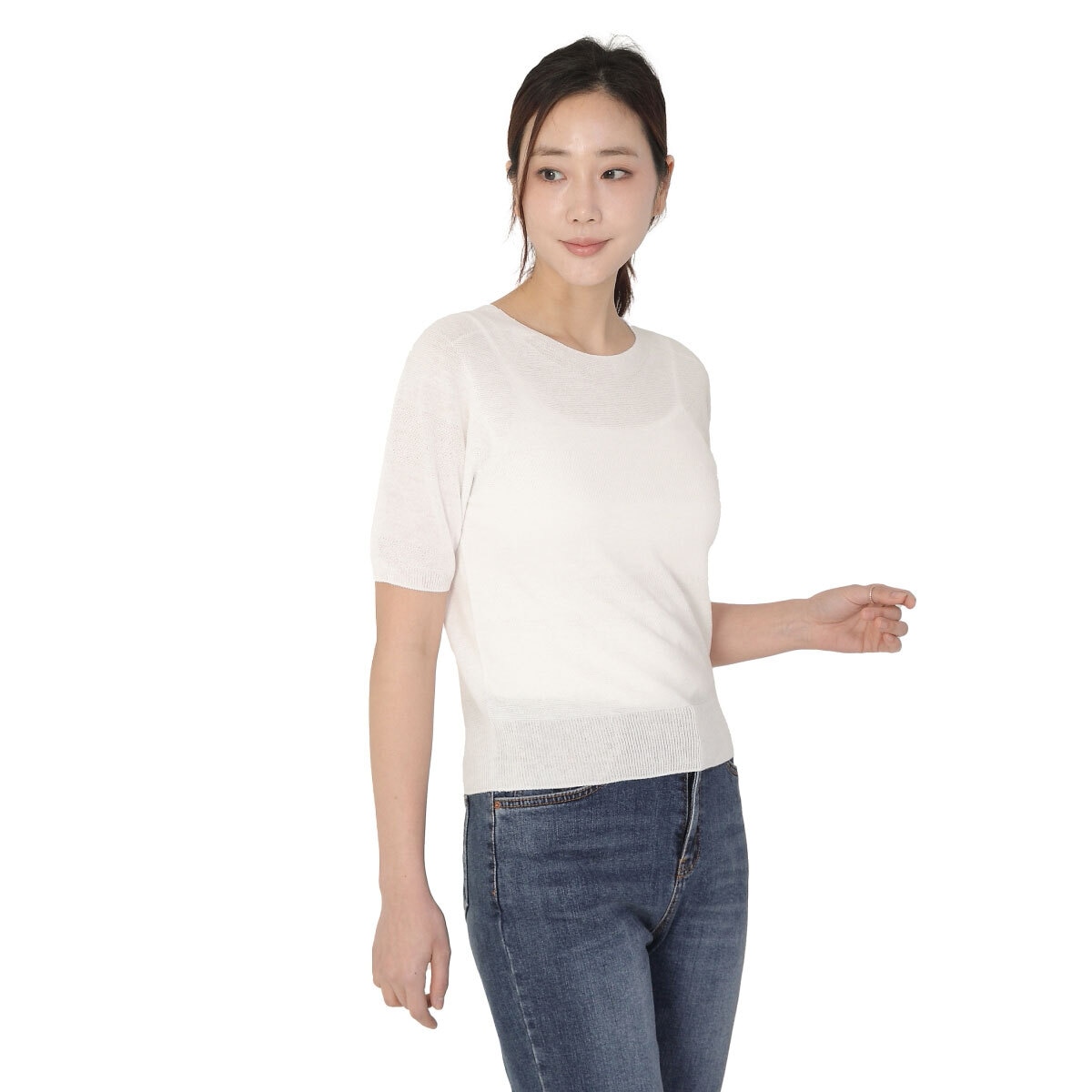 베네뜨 여성 홀가먼트 라운드넥 풀오버 - 아이보리