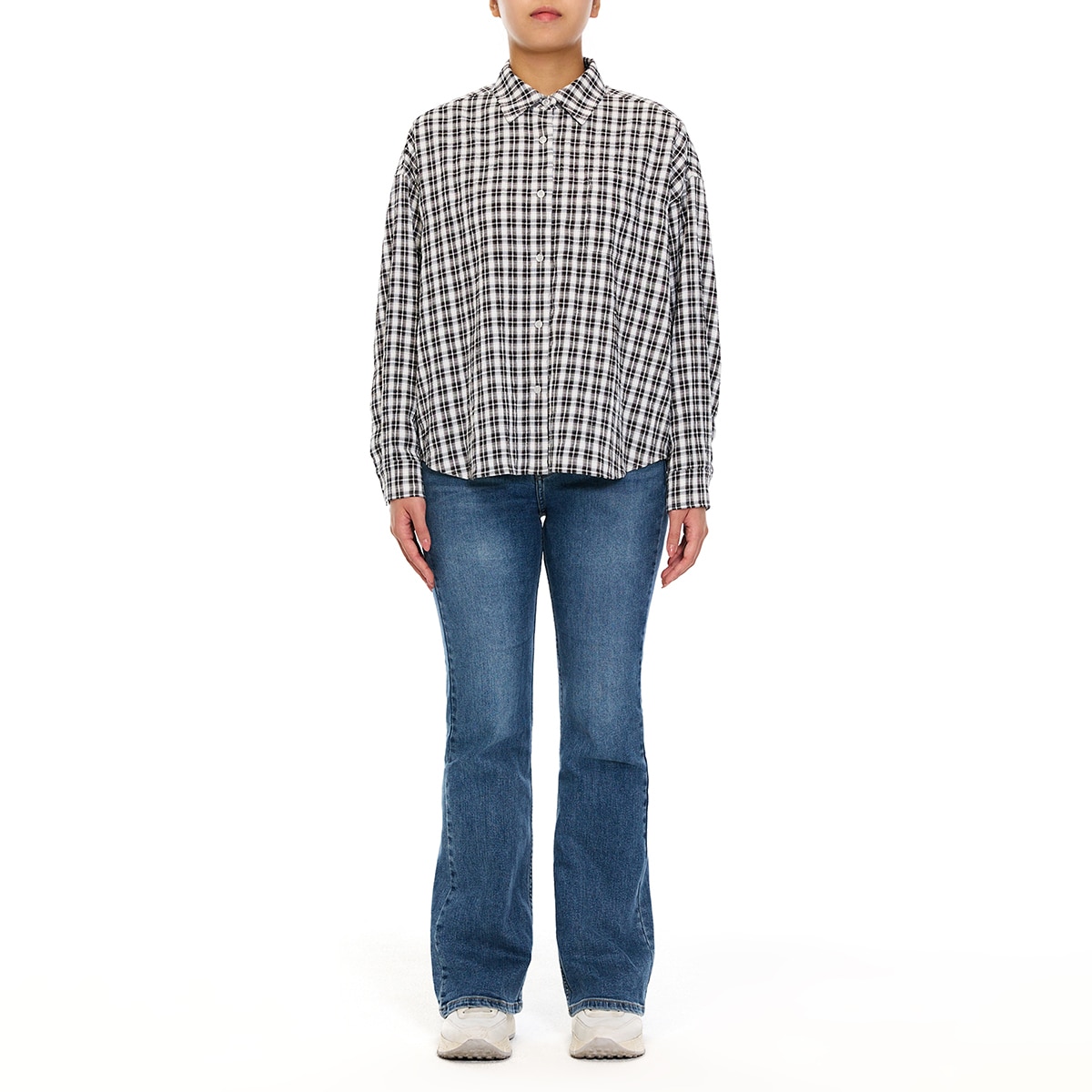 쥬시꾸뛰르 여성 체크 셔츠 - 블랙, M/L