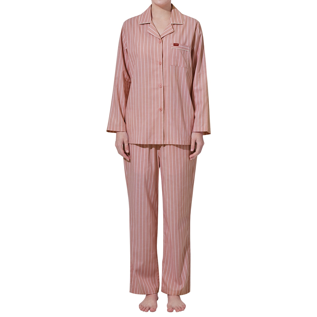 게스 여성 코튼 파자마 세트 - 핑크 스트라이프