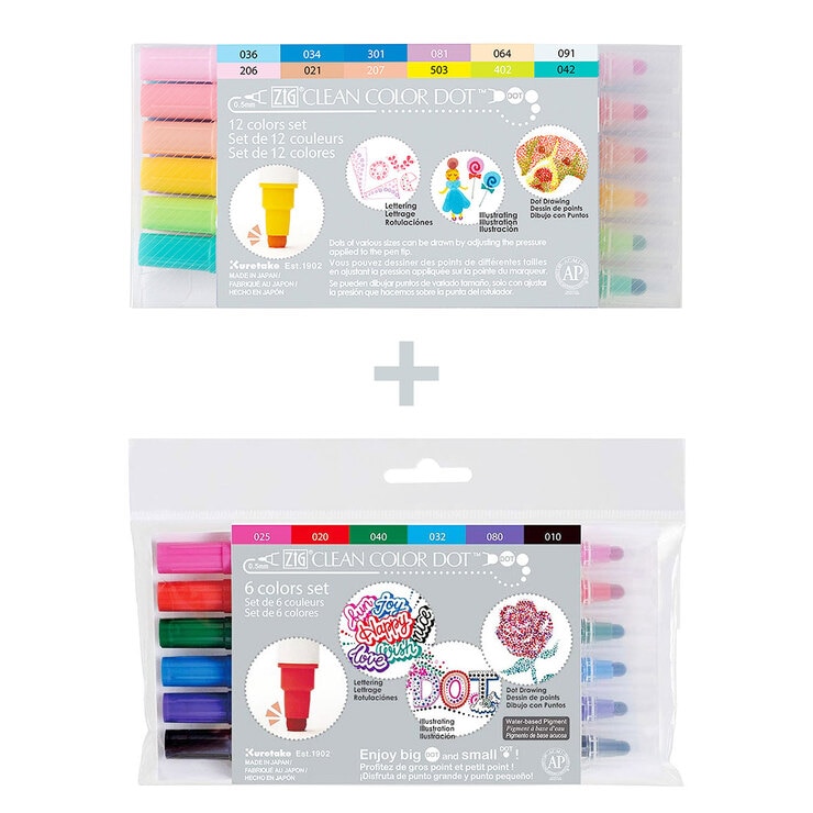 ZIG Clean Color Dot 18EA Pen Set 655219