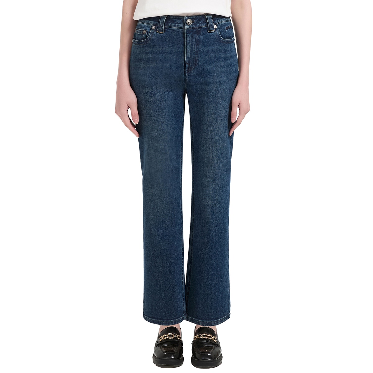 트루릴리젼 여성 세미플레어 청바지 - 미디엄 블루, 27