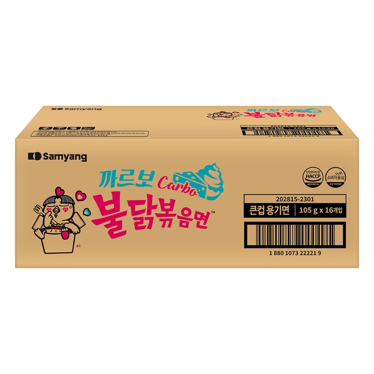 삼양 까르보 불닭볶음면 큰 컵 105g x 16
